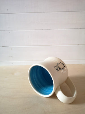 “Robot disapproves of dropping the Oxford comma” mug