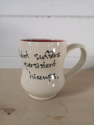 "Robot suffers persistent hiccups" mug